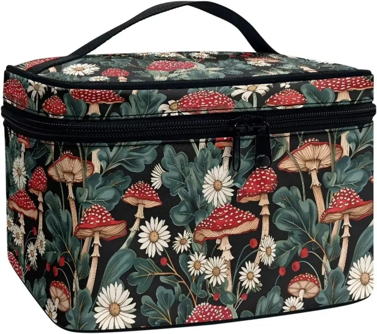 bronwn-trousse de maquillage portable avec fermeture à glissière, sac de toilette, fourre-tout pour cosmétiques, poudres imprimées, rétro, salle plus lente