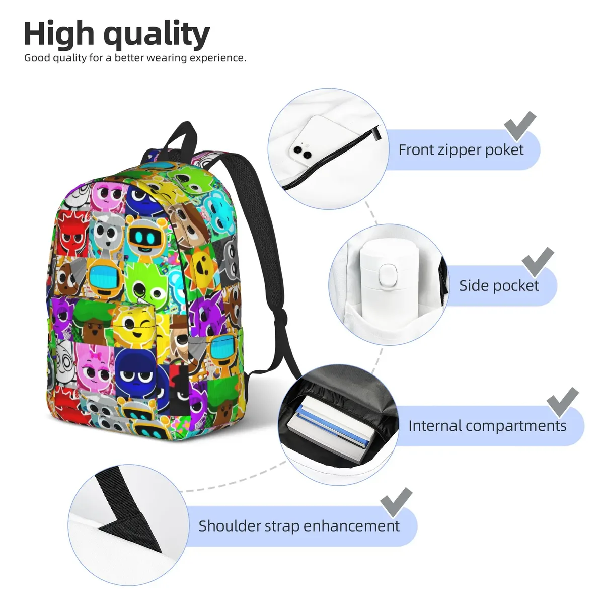 sac à dos s-sprunkis pour étudiants, sacs à dos imprimés en polyester, sacs de lycée à la mode, sac à dos coloré pour randonnée