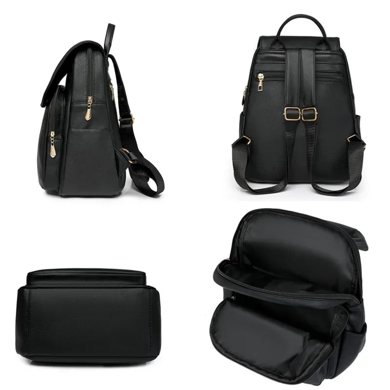 sac à dos de marque de grande capacité pour femmes, nouvelle couleur unie en cuir pu, sac d'école pour étudiants, loisirs voyage, sacs à bandoulière pour femmes