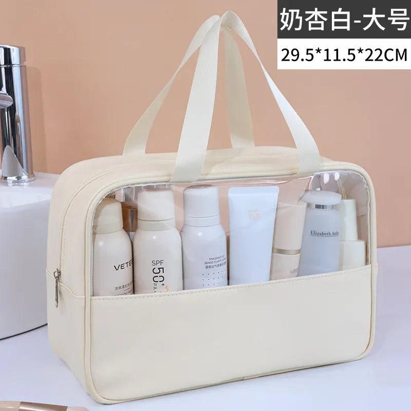 sac cosmétique transparent de grande capacité - pochette de voyage en pvc transparent, organiseur de rangement pour articles de toilette imperméable et anti-fuite
