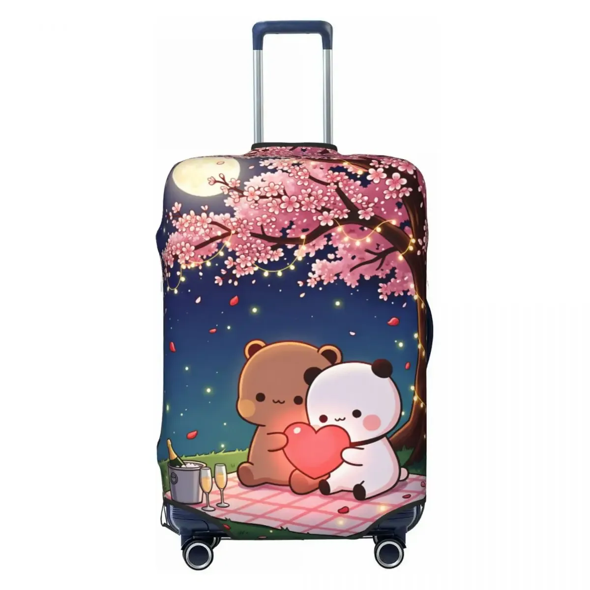 housse de valise panda bears bubu et dudu, protection professionnelle pour les voyages, étui à bagages pratique