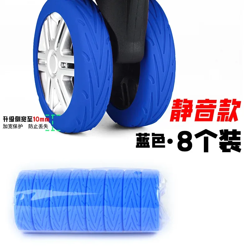 8 pièces bagages de voyage roulettes chaussures valise en silicone roues protection couverture réduire le bruit chariot boîte roulettes couverture en gros