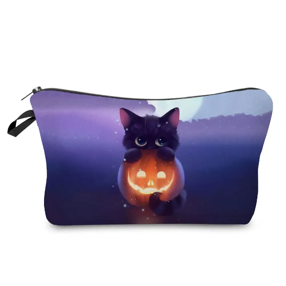 trousse à cosmétiques avec imprimé chat animal de dessin animé 3d pour femme, mini trousse de maquillage décontractée, étui à crayons personnalisé, extérieur, plage, voyage, mignon