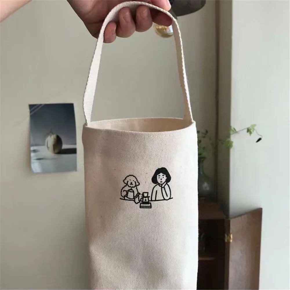 sac fourre-tout portable, porte-bouteille de tasse d'eau, café, lait, thé, sac en toile, mini rangement écologique, petit sac à main parapluie, sac de vin rouge