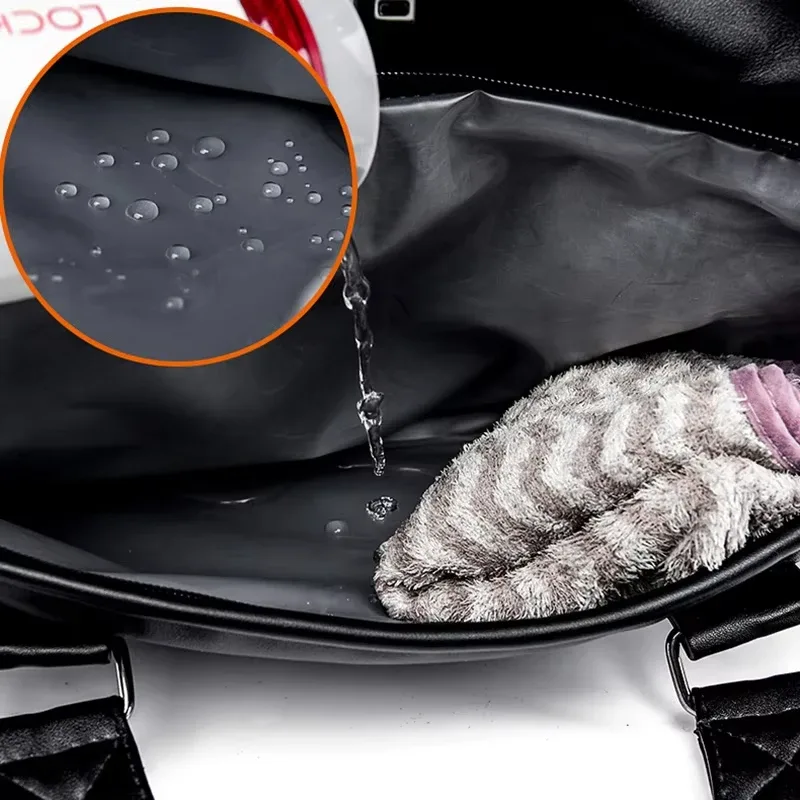 grand sac de voyage fourre-tout pour hommes et femmes, bagage à bandoulière pour extérieur, sac de week-end pour courtes distances, pochette de transport, sac sec/humide en pu