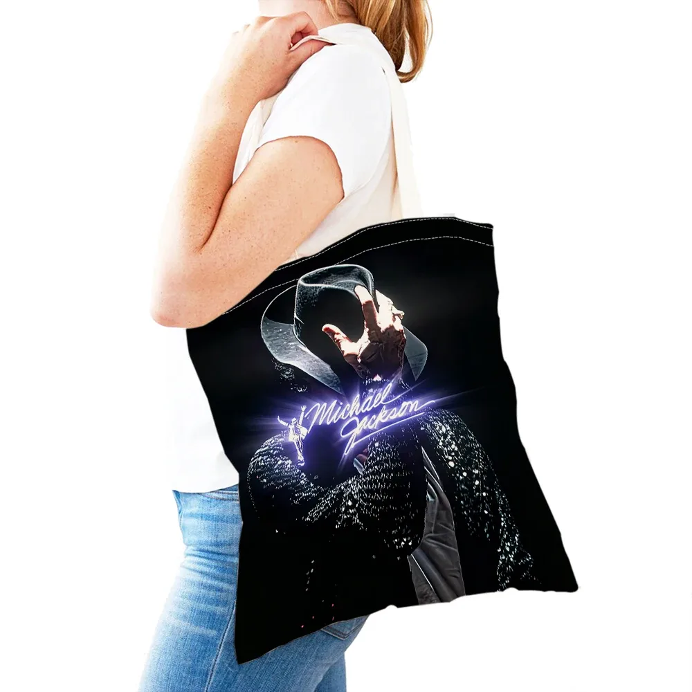 michael jackson – sac de shopping pour femmes, double impression, sacs de shopping super star lady, sac à main design, sac fourre-tout écologique, portable et pratique