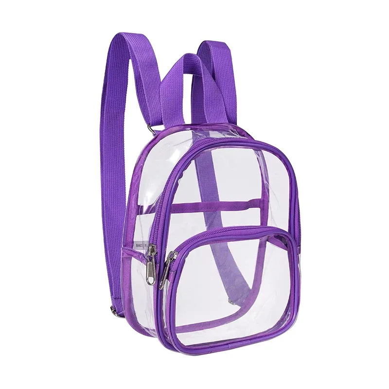 sac transparent en pvc, sac à dos de voyage transparent, sac à bandoulière, sangle pour livre, terrain de sport, mini cartable de voyage étanche approuvé pour enfant