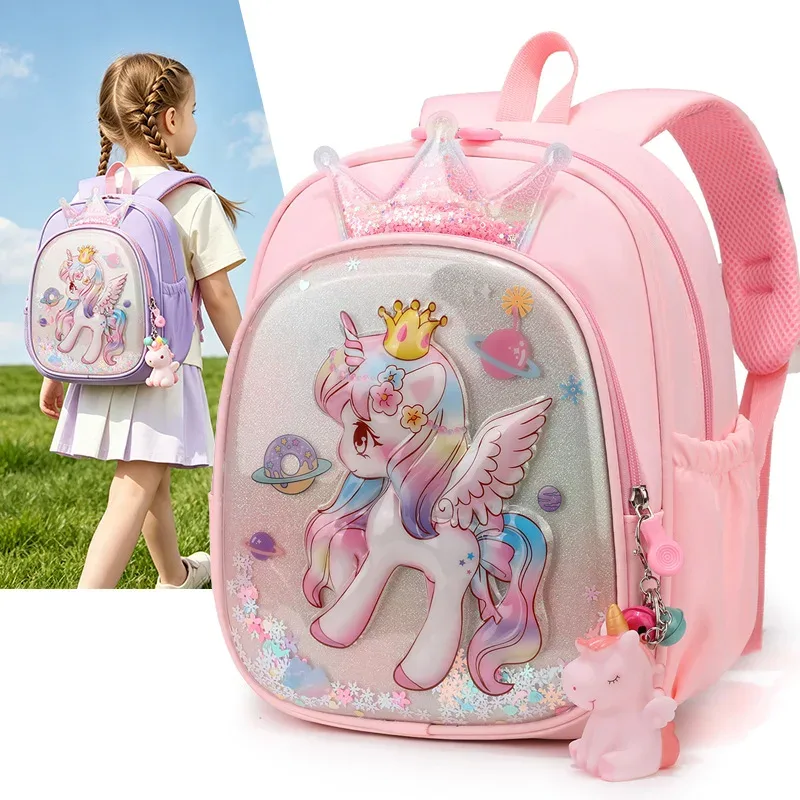 sac à dos licorne rose de dessin animé pour filles de 3 à 6 ans, léger, pour la maternelle, princesse, sirène, sac d'école, sac de voyage, sacs à dos mignons