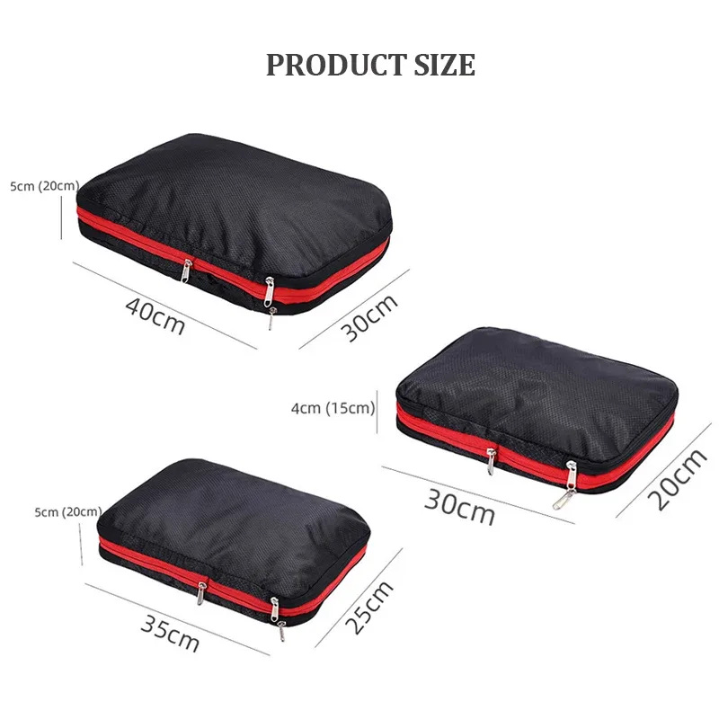 Sac de rangement compressible pour vêtements de voyage, grande capacité, ensemble de 3 cubes de rangement, organisateur, compressé, imperméable, pour valise