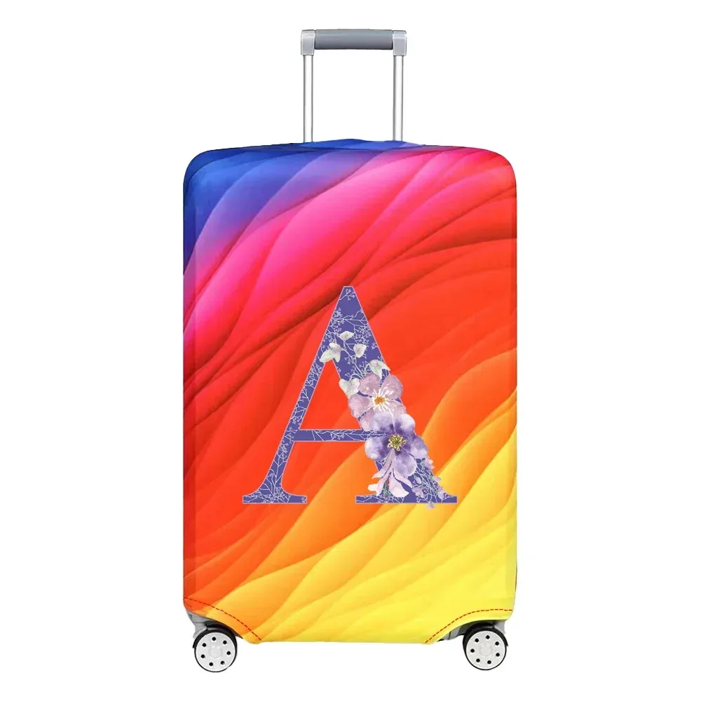 housse de protection pour bagages en tissu extensible, housse anti-poussière, anti-rayures, valise pour sac de 18 à 32 pouces, motif de lettres de fleurs violettes