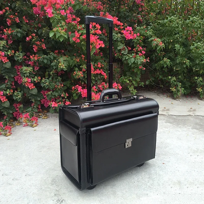 valise de vol trolley services.com pilot en cuir véritable, valise d'aviation, étui aérien, boîte d'enregistrement pour avocat et entreprise, 18/19 po