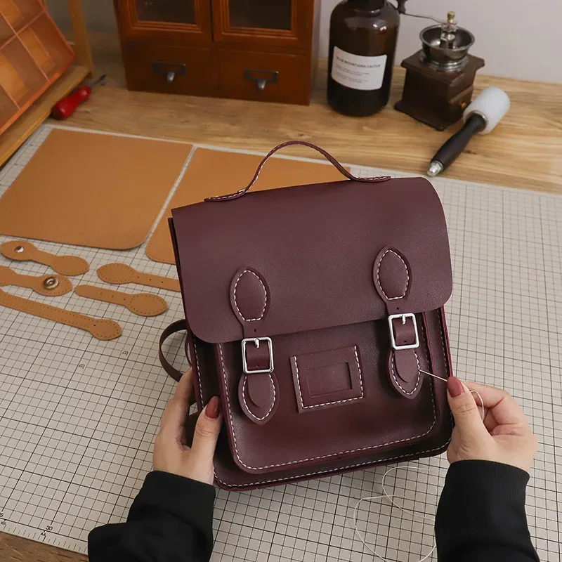 sac à dos rétro fait à la main, sacoche cousue à la main, matériel de bricolage personnalisé, sac tissé cambridge de grande capacité