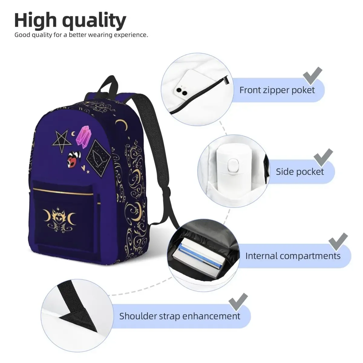 helluva stolas dessin animé sac à dos pour hommes femmes adolescent étudiant travail sac à dos collège sac à bandoulière cadeau