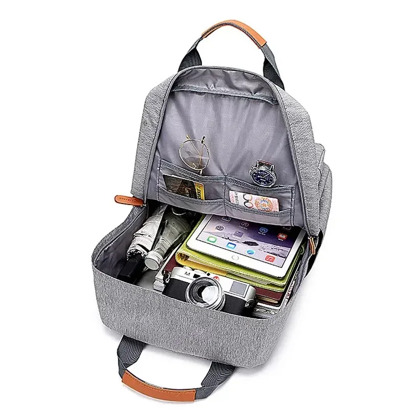 sac à dos d'affaires décontracté pour hommes, léger, pour ordinateur portable de 15 pouces, tissu oxford imperméable, antivol, pour voyage, gris, 2024