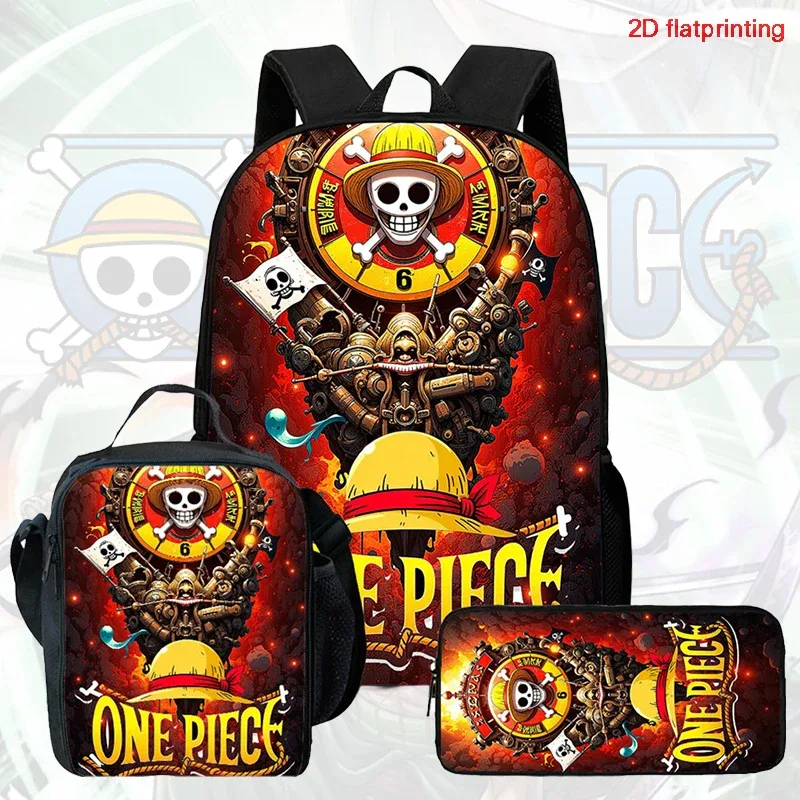 ensemble de sacs à dos scolaires 3 en 1 imprimé one piece, grande capacité, léger, avec trousse et sac à lunch