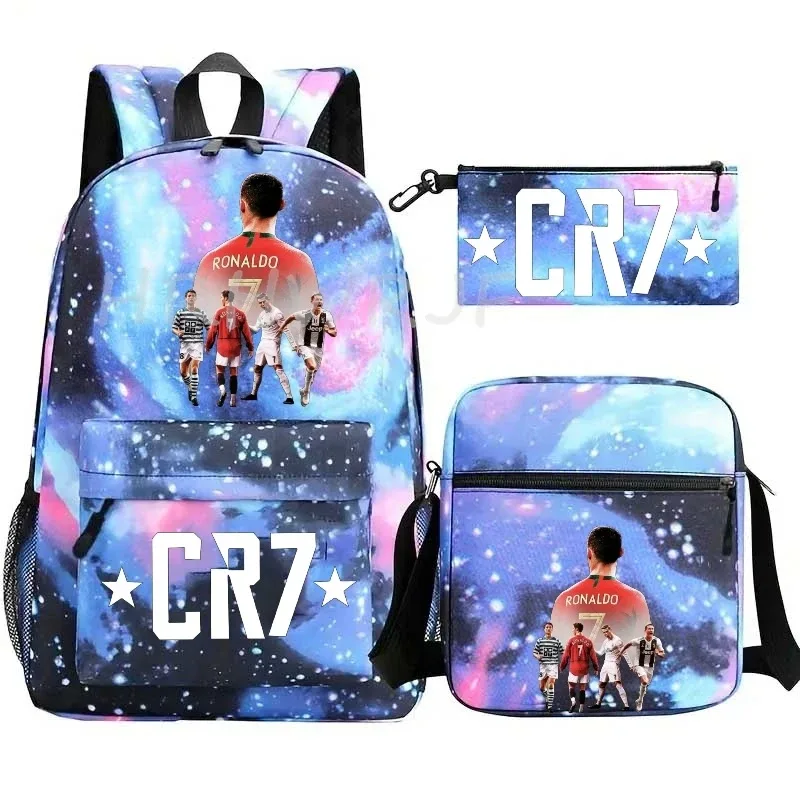 ensemble de sacs à dos imprimés sports cr7 pour adolescents, sacs d'école décontractés adaptés aux garçons et aux filles, mochilas de voyage légères
