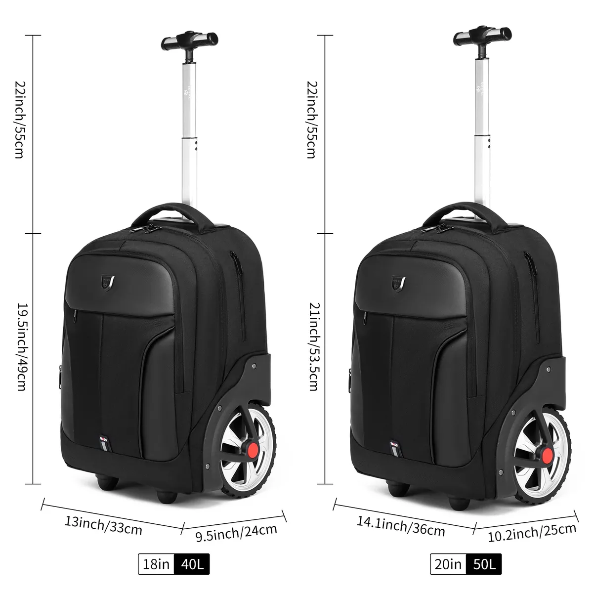 sac à dos à bagages roulants de 20 pouces avec roulettes, valises de voyage, sacs à roulettes de grande capacité, sac à dos multifonctionnel pour ordinateur portable