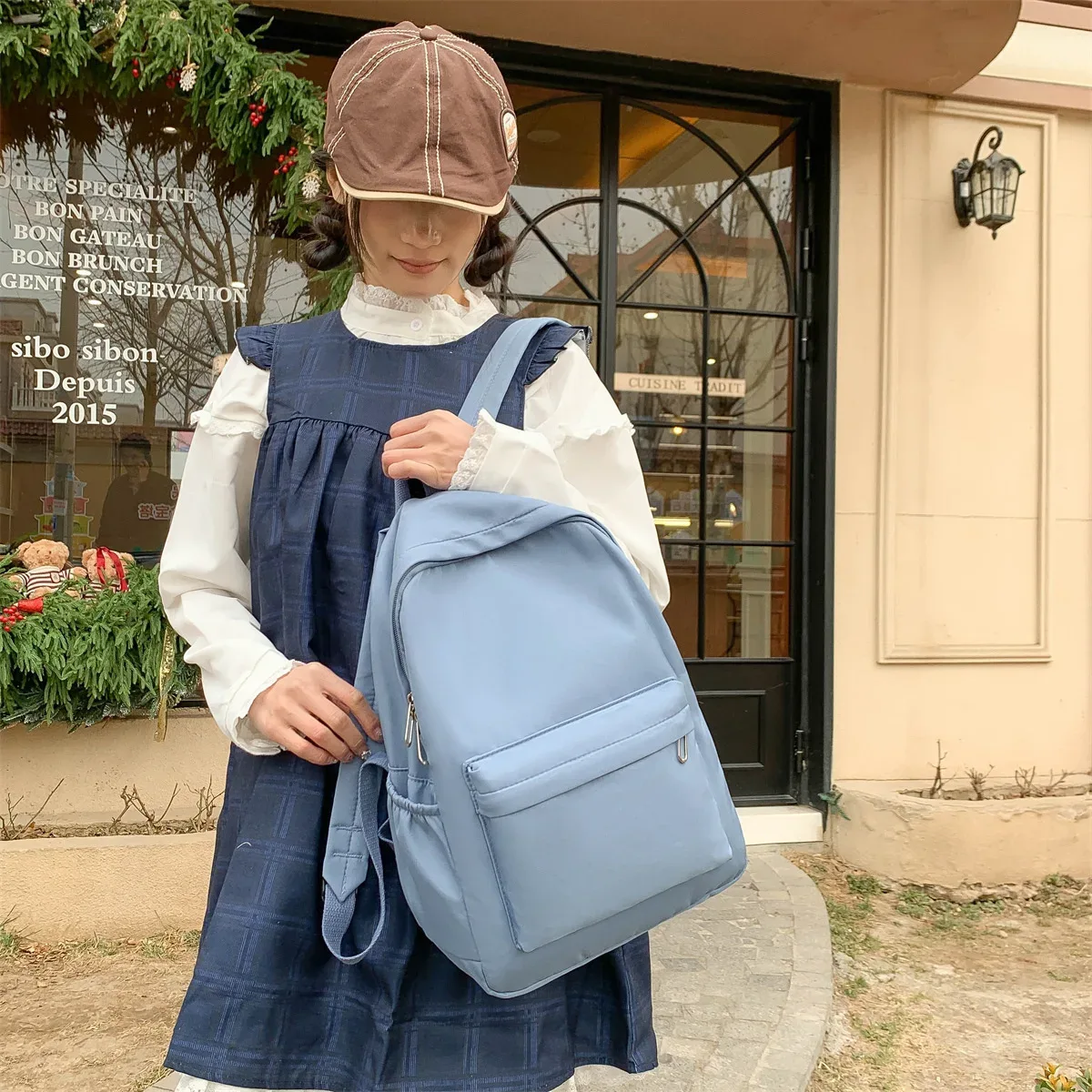 sac à dos décontracté de grande capacité, style ins, mode filles, couleur unie, bonbons, simple, étudiant