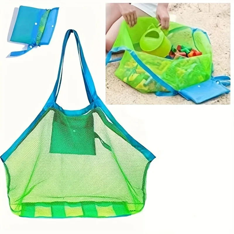 Sac en filet portable pour enfants, sac de rangement pour jouets de bain, grand sac de plage pour serviettes, sac de maquillage cosmétique pour femmes