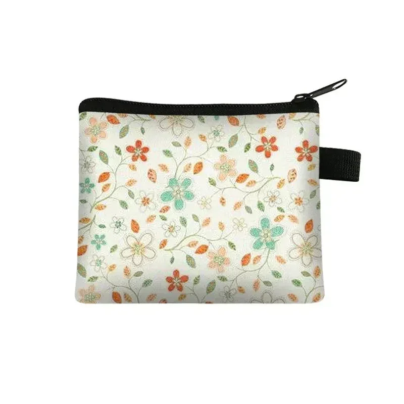 petit sac à cosmétiques imprimé floral pour filles et femmes, sac de rangement pour serviettes hygiéniques, sac de rangement pour pièces de monnaie, carte, argent, écouteurs, porte-rouge à lèvres, pochette