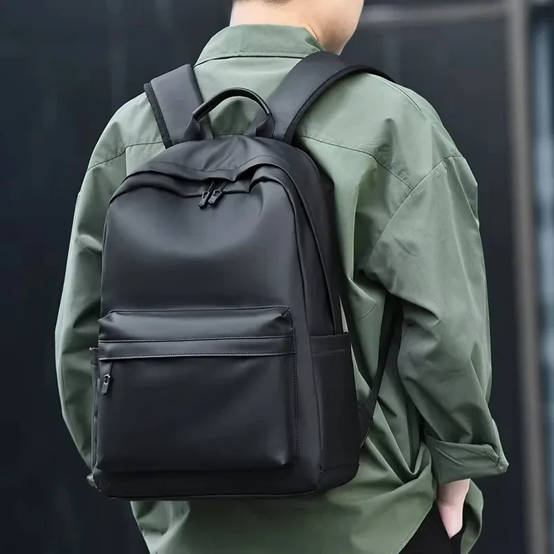 nouvelle mode hommes sac à dos en cuir pu sacs d'école noirs pour adolescent 15.6 pouces sacs à dos d'ordinateur portable mochila masculina de haute qualité