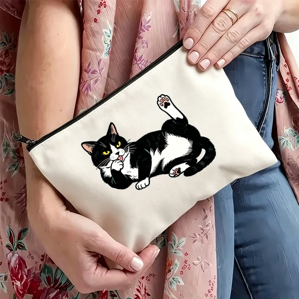 trousse de maquillage à motif chat mignon, trousse de toilette de voyage, sac de rangement multifonctionnel, rangement modulable diy, cadeau pour organiser le maquillage et les articles de toilette, motif patte de chat ludique, idéal pour organiser les pinceaux de maquillage, les rouges à lèvres, les produits de soin et les articles de toilette, un incontournable pour les voyages quotidiens.