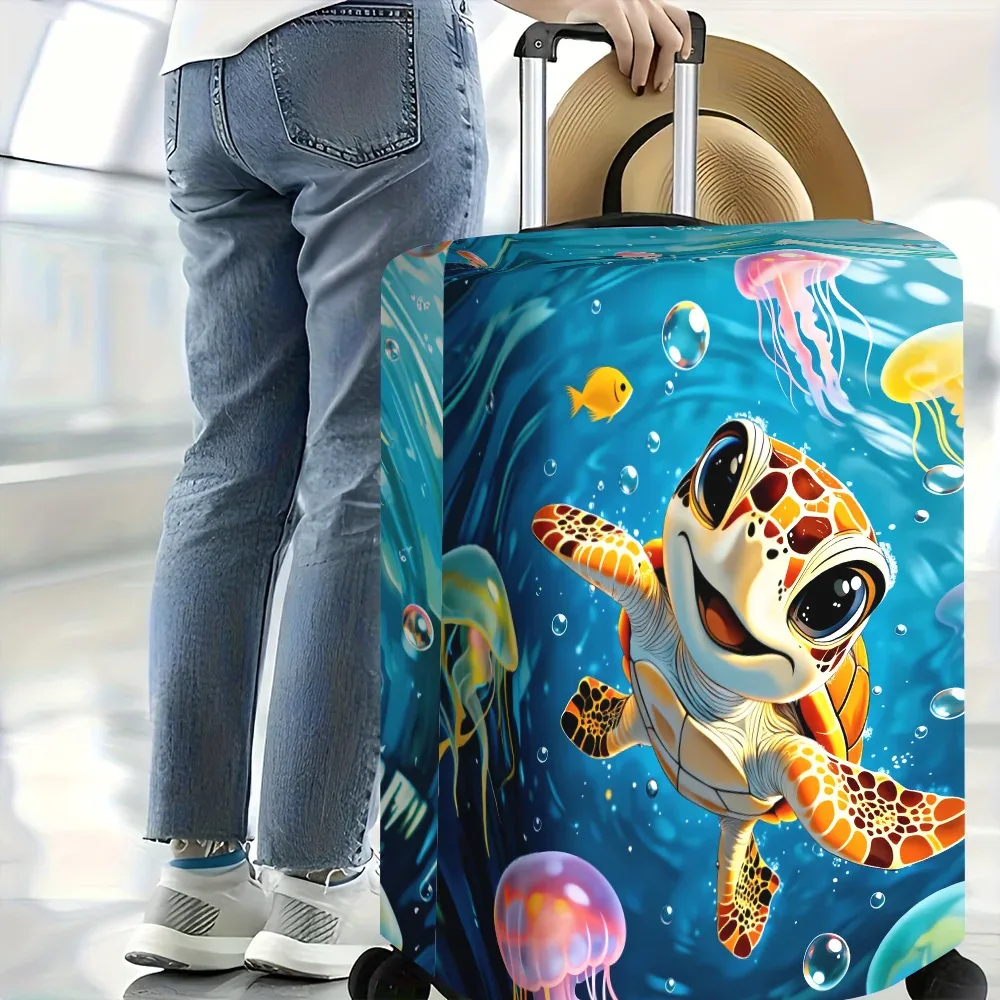 1 housse de bagage à imprimé tortue pour bagages de 18 à 32 pouces ; accessoires de voyage anti-poussière et élastiques pour protéger efficacement vos bagages