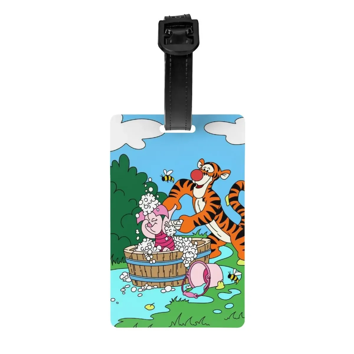 étiquette de bagage personnalisée avec dessin animé tigger et winnie l'ourson, protection de la vie privée, étiquettes de bagages, étiquettes de sac de voyage, étiquettes de valise