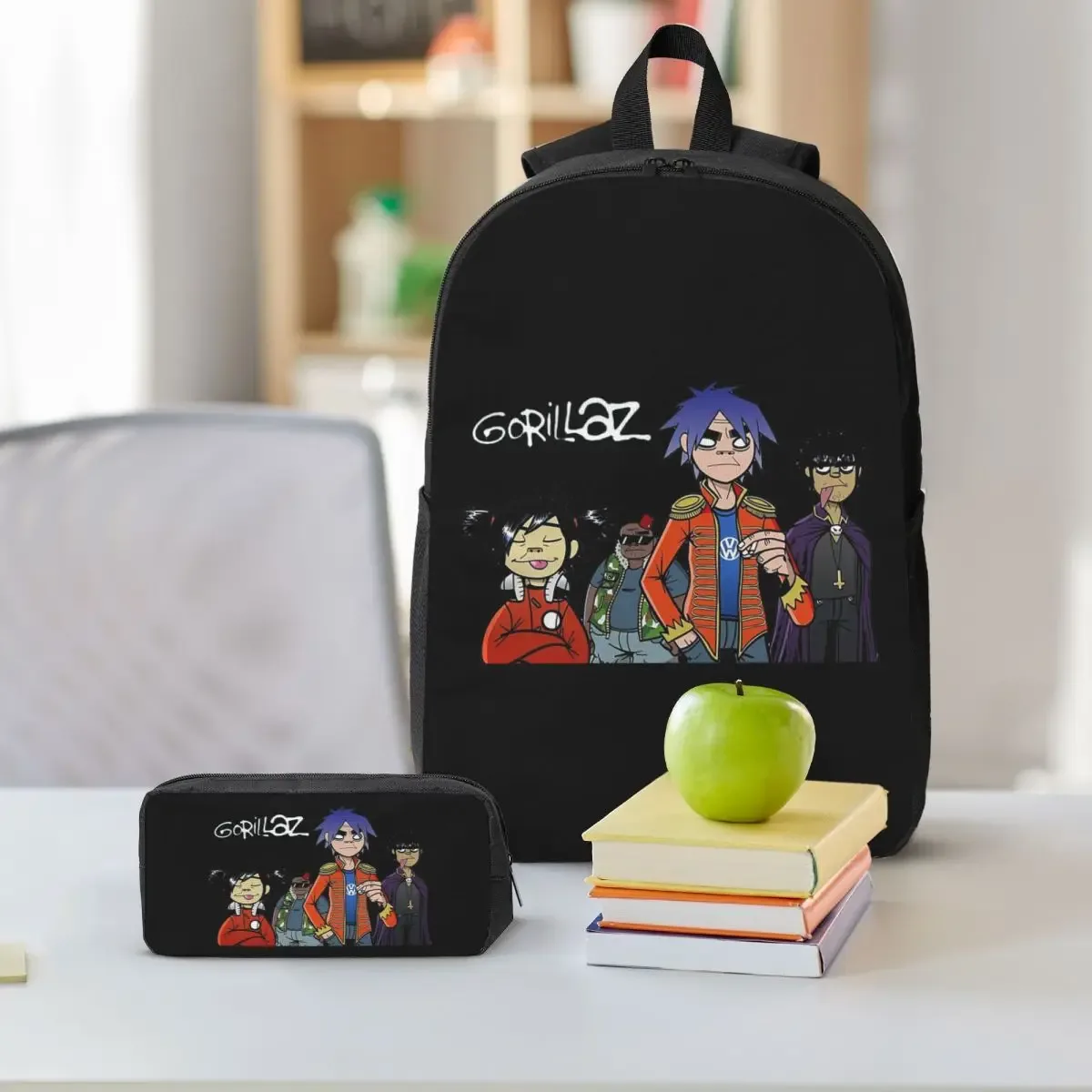 gorillaz sac à dos étudiant garçons filles bookbag sac d'école ordinateur sacs à bandoulière 3ps sac à déjeuner isolé trousse à crayons