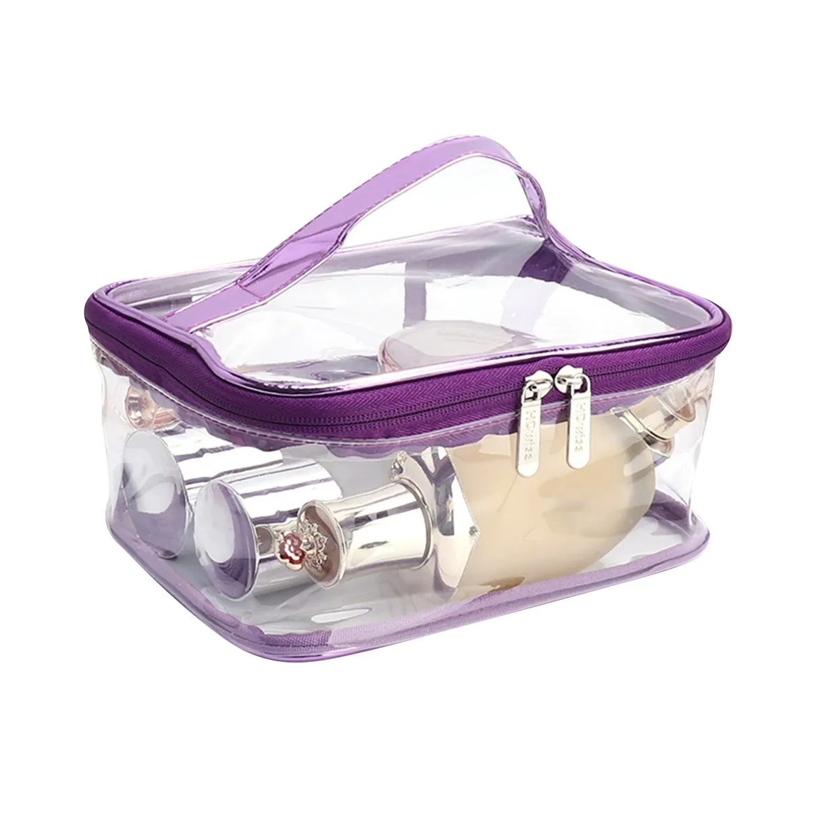 trousse de maquillage transparente avec poignée, trousse de toilette étanche portable, fournitures de rangement de voyage