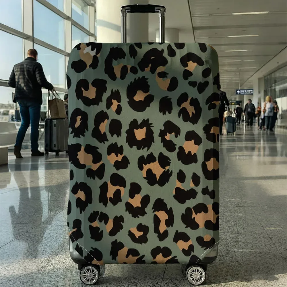housse de bagage à imprimé léopard, adaptée aux bagages de 18 à 32 pouces, manchon pour poignée de bagage, accessoires de voyage