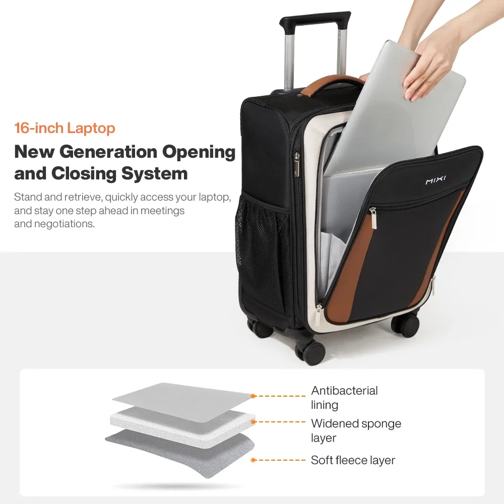 mixi 20 pouces hommes voyage d'affaires oxford bagages femmes valise à main spinner roues sac roulant m8010