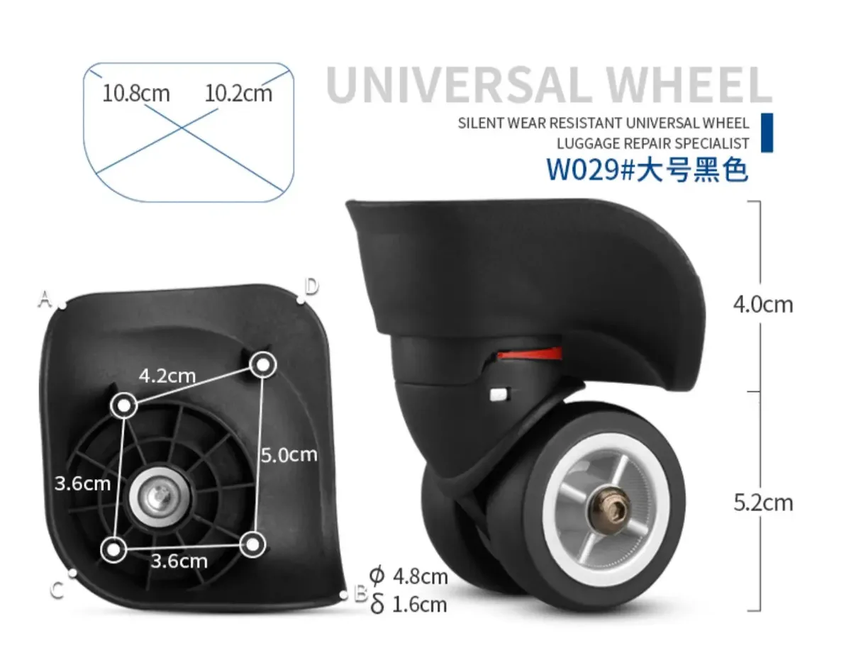 roues doubles de valise de qualité supérieure, silencieuses, pivotantes, universelles, accessoires de réparation de bagages - w029