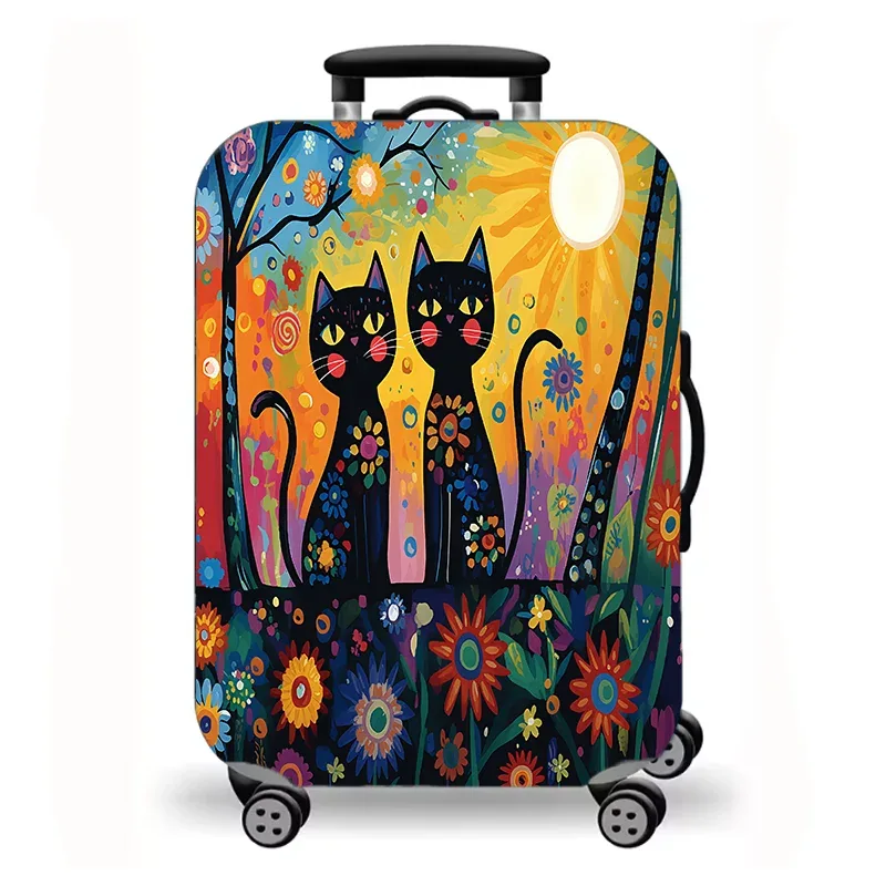 housse de bagage, housse de protection extensible pour valise, motif chaton mignon et moelleux, imprimé floral et canard, lavable, anti-rayures, pour bagages de voyage