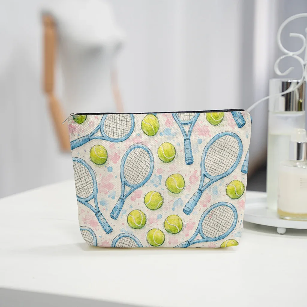 trousse de toilette à motif tennis avec fermeture éclair, grande capacité, sac de voyage pour cosmétiques, cadeau de vacances