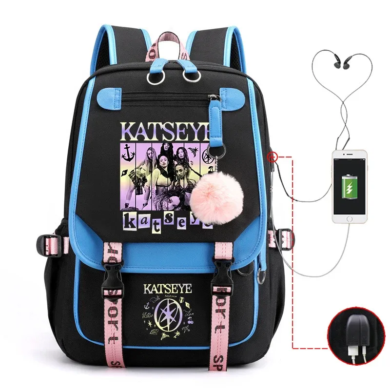 sac à dos harajuku imprimé kpop katseye tendance, sac d'école pour fille, sacoche pour ordinateur portable, sac de voyage pour femme et homme, sac à dos quotidien