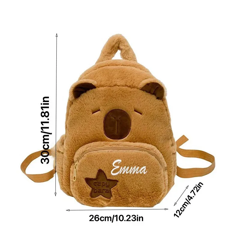 sac à dos décontracté et élégant, avec motif capybara brodé personnalisé, mignon et en peluche, doux et confortable