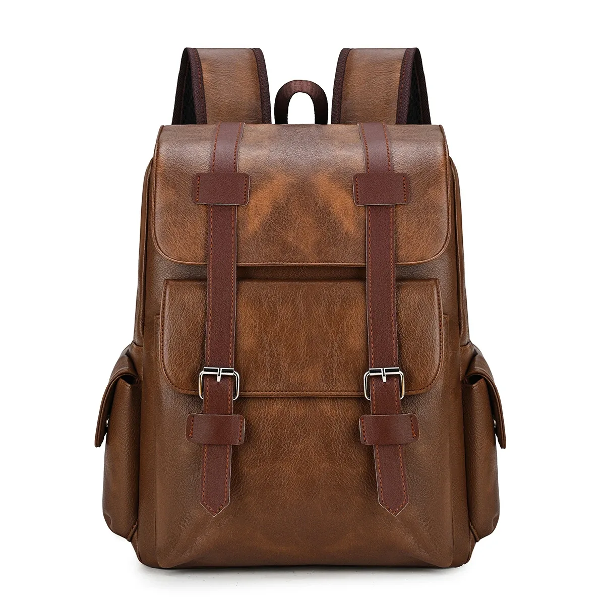 sac à dos rétro en pu style workwear britannique, grande capacité, pour ordinateur portable, idéal pour étudiants, sacs d'école pour couple, sac de voyage pour campus