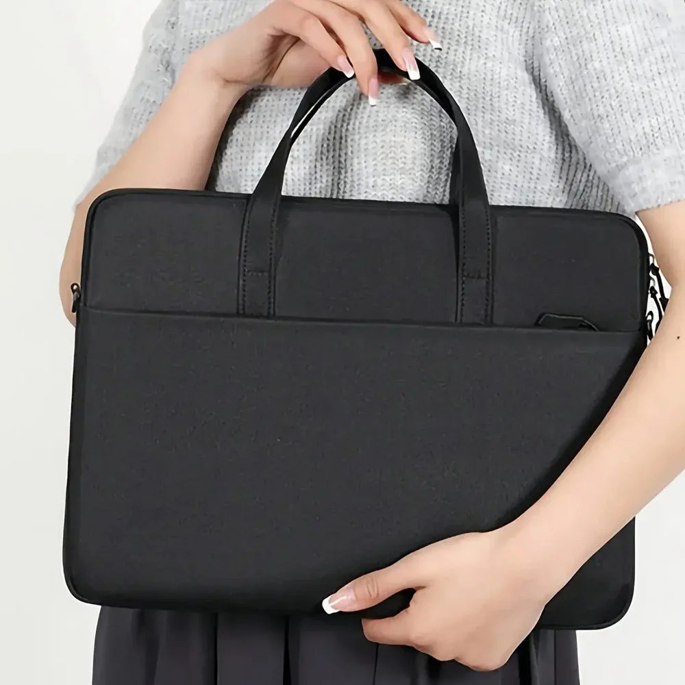 sac pour ordinateur portable uni, léger et portable, pochette de voyage professionnelle pour ordinateur portable, sacoche de bureau à bandoulière zippée
