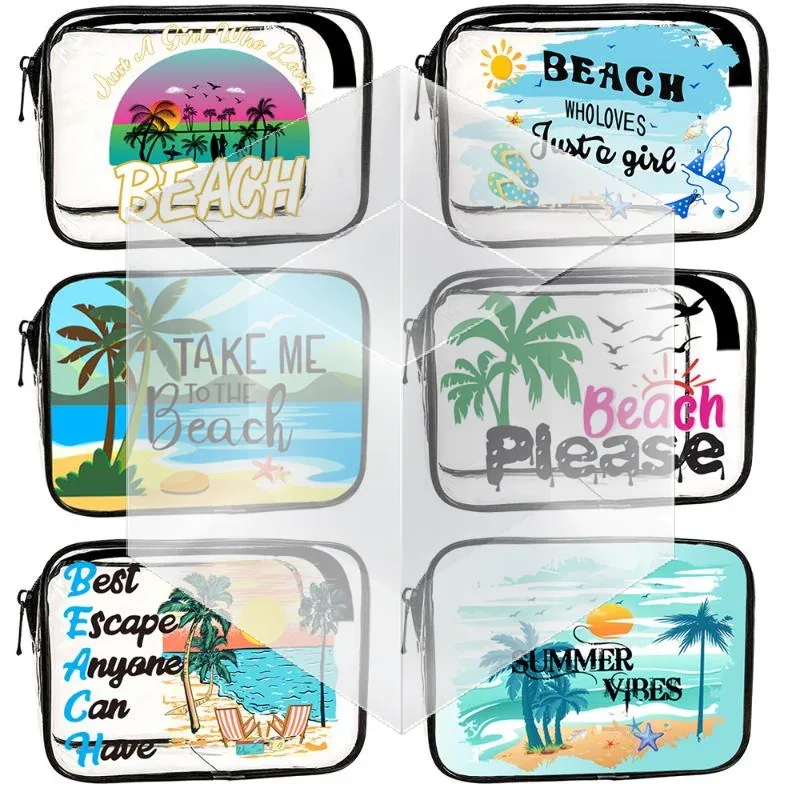 sac à cosmétiques de voyage transparent en pvc, 1 pièce, organisateur de maquillage portable, parfait pour les voyages d'été
