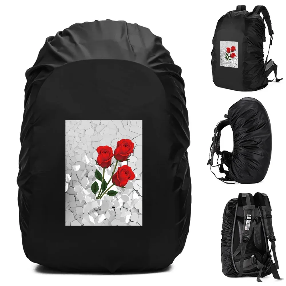 housse de pluie imperméable pour sac à dos, accessoires de voyage, motif 3d imprimé, portable pour l'extérieur, 20l-70l, pour randonnée et escalade