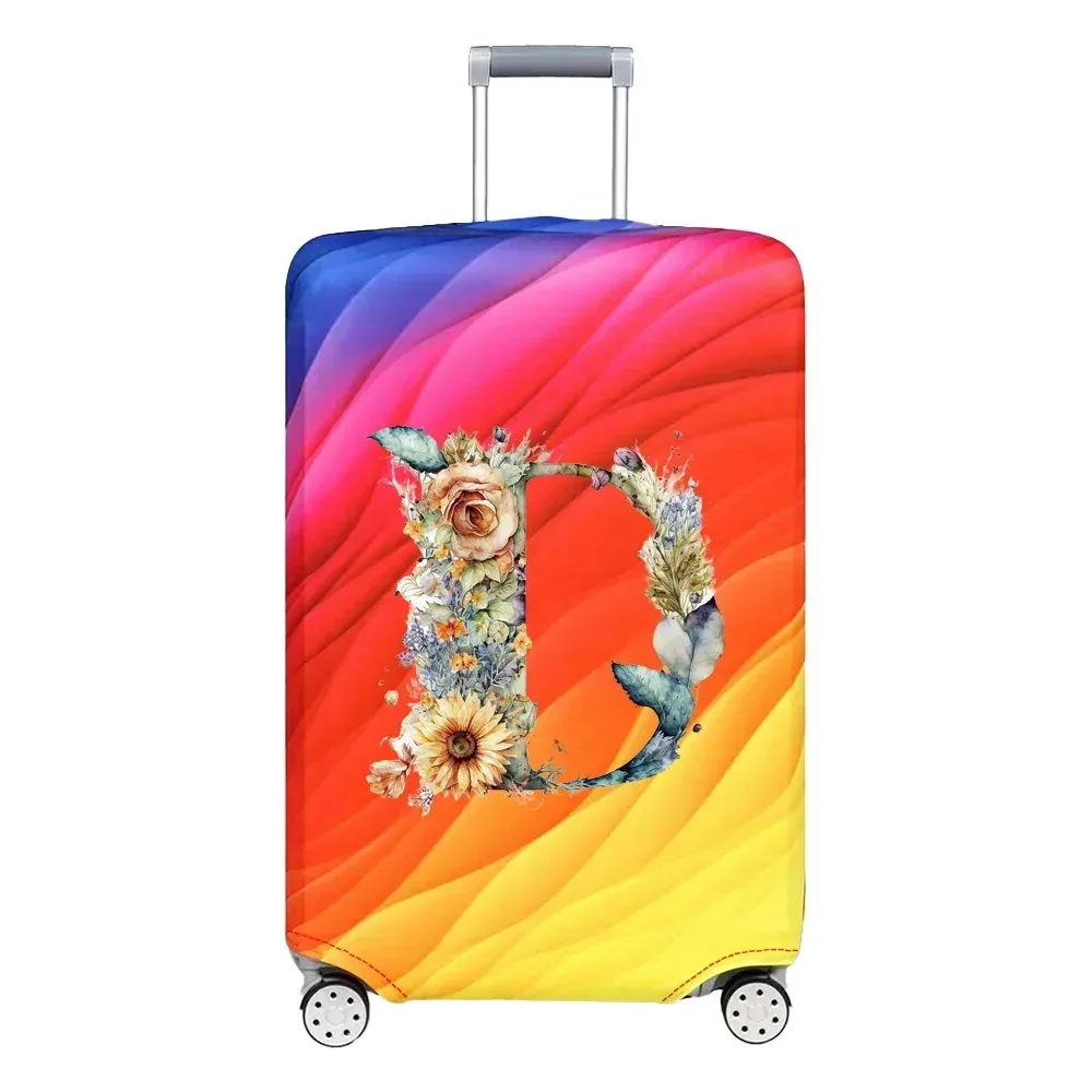 housse de protection extensible pour valise, série florale et lettres, pour valises de 18 à 32 pouces, organisateur de voyage