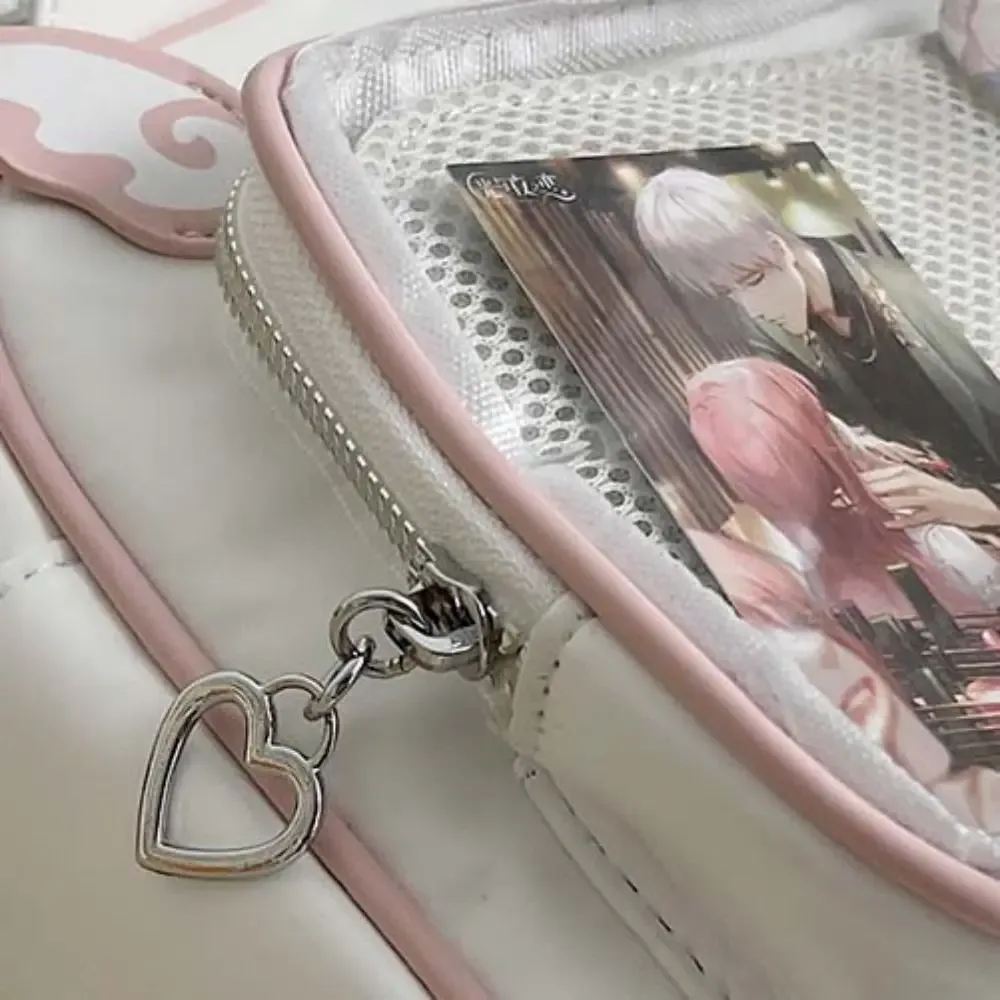 Sac à fermeture éclair Kawaii Chat Itabag en coton, sac de rangement pour marchandises d'idols, pochette transparente pour petits objets, sac de rangement pour badges