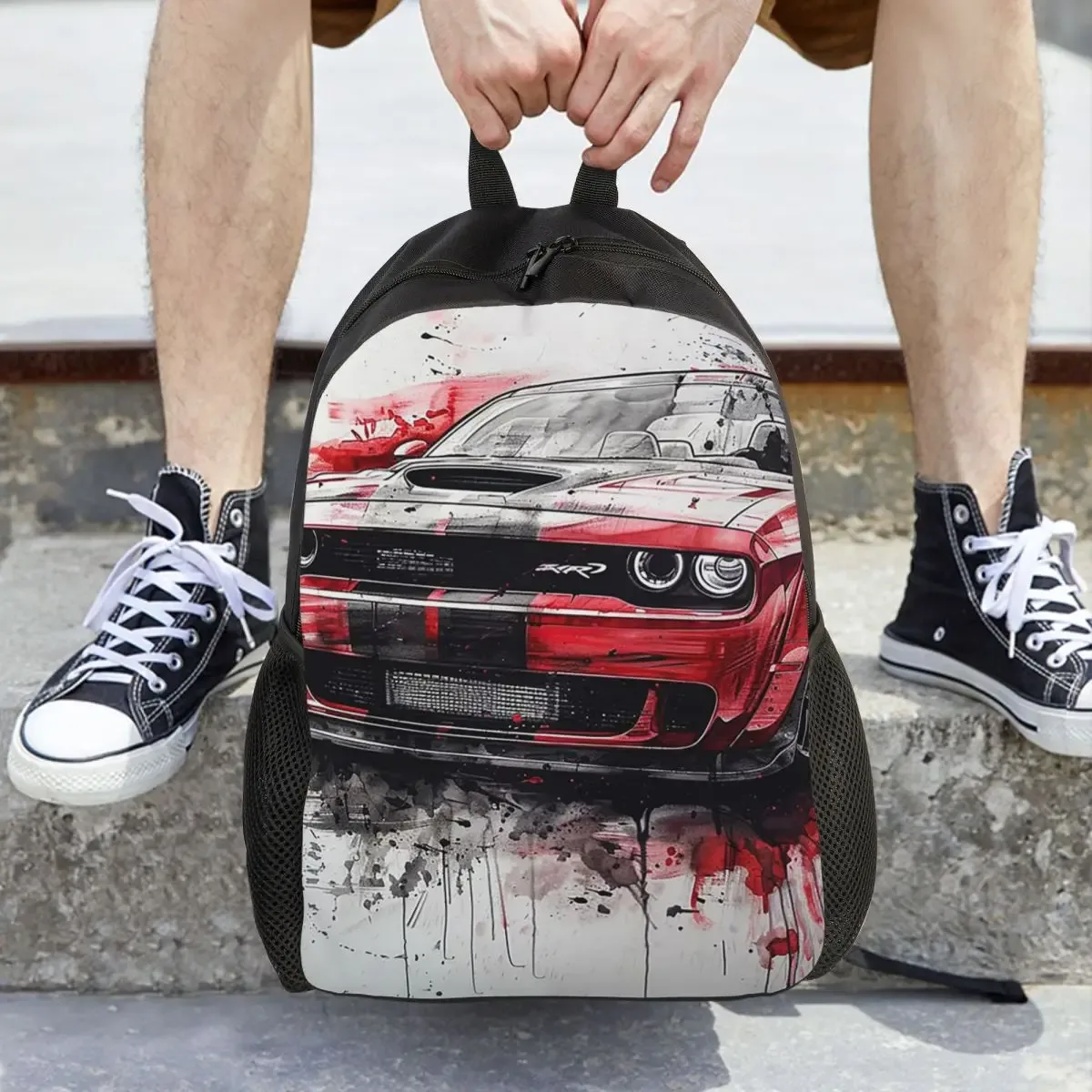 sac à dos d'étudiant srt hellcat demon dodge challenger, sac d'école, sac à dos de randonnée, sac de voyage, sac à bandoulière pour hommes et femmes