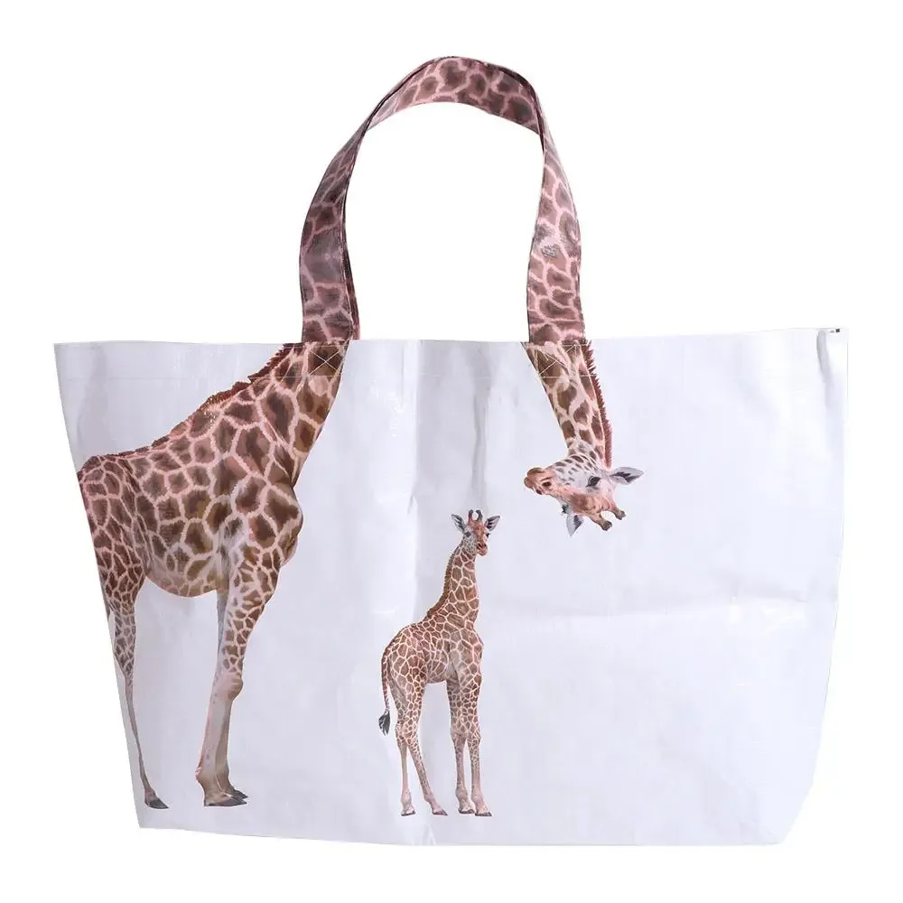 sac de courses à bandoulière motif girafe, grande capacité, sac écologique portable, sac à main écologique, sac tissé, sac de voyage