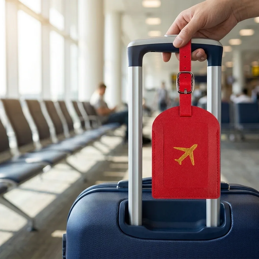 ensemble porte-passeport et étiquette de bagage en cuir pu avec blocage rfid, organiseur de documents de voyage pour les voyages d'affaires et de vacances