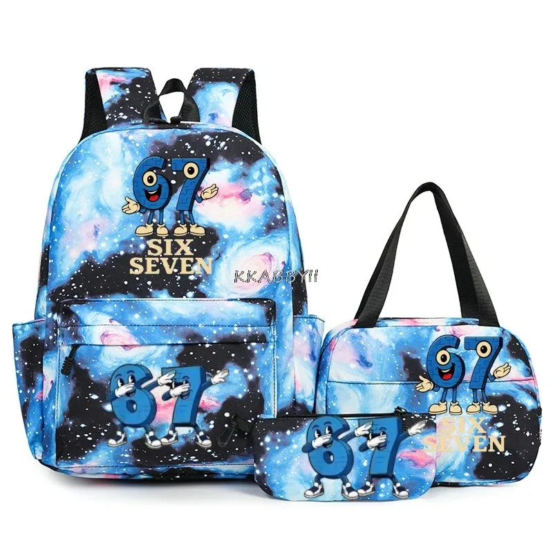 lot de 3 sacs à dos imprimés 67 six seven, style simple, légers, pour garçons et filles, sacs d'école amusants avec le numéro 67, sacs de voyage, mochilas