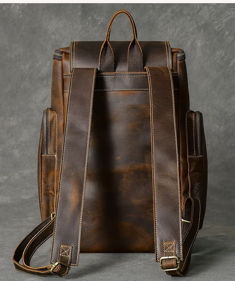 sac à dos vintage en cuir véritable crazy horse pour hommes, sac à dos d'escalade, grand sac à dos de randonnée pour hommes m814
