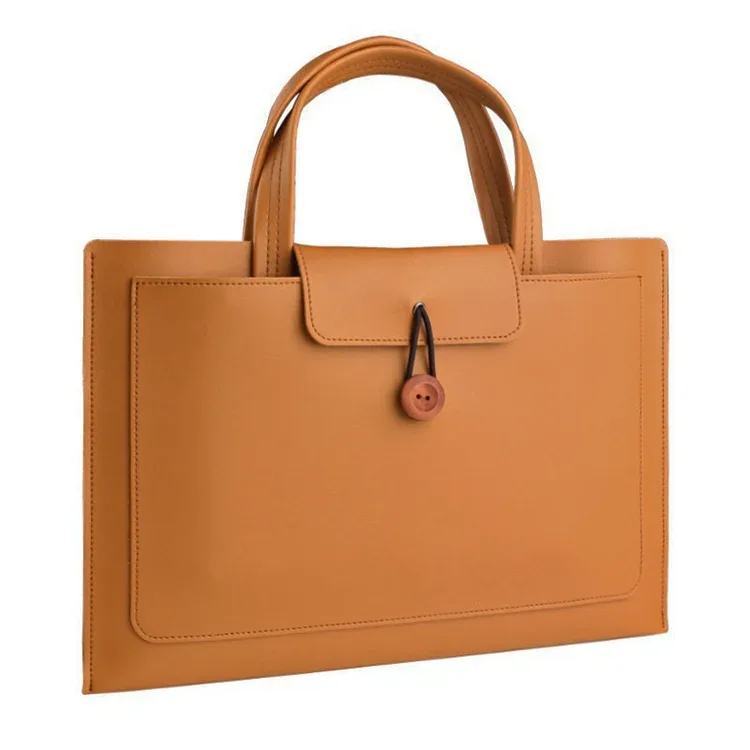 porte-documents/sac à main en cuir lisse avec initiales monogrammées, grande capacité, pour ordinateurs portables apple macbook 14 pouces et huawei 16 pouces