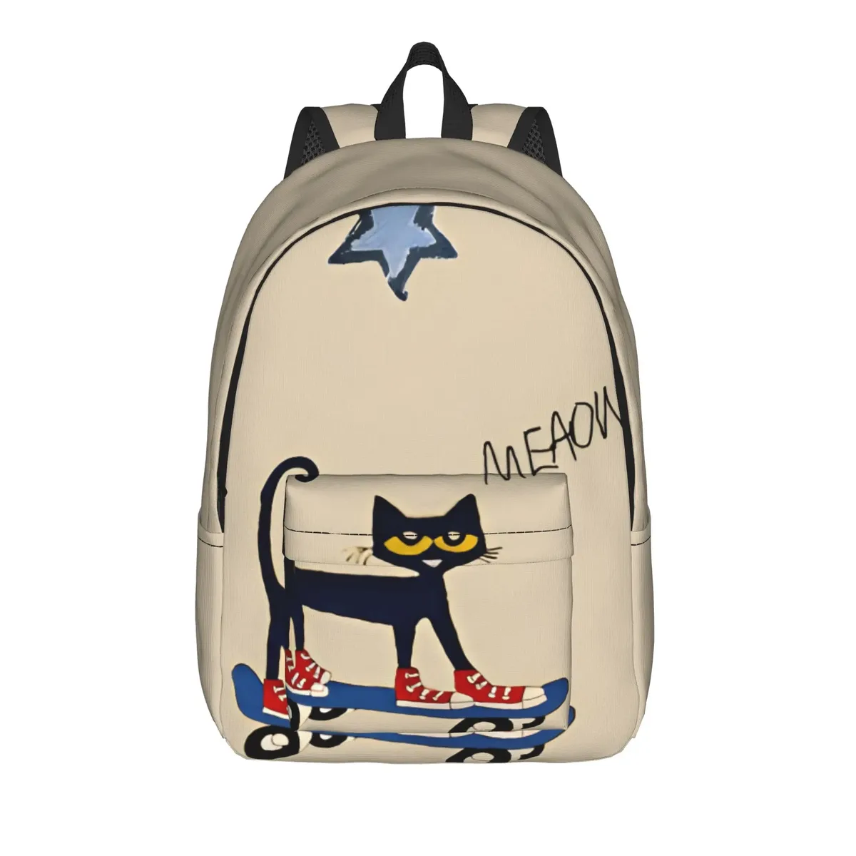 pete the cat sac à dos décontracté avec poche pour étudiants, sac à dos de travail, sac à dos de dessin animé pour hommes et femmes, sac à bandoulière pour ordinateur portable